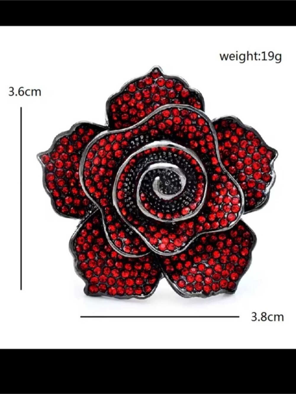 Red Rose Crystal Brooch - Picture 3 of 6